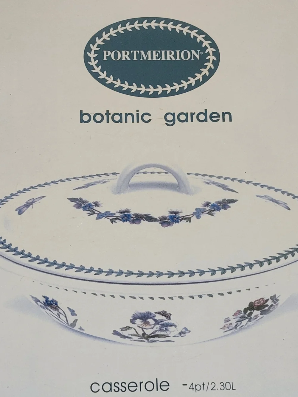 Portmeirion Botanic Garden Clematis Florida Oval 4pt / 2.3L Casserole w Lid NIB
